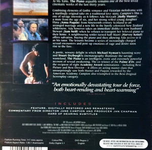 DVD THE PIANO DRAMA MOVIE WITH HOLLY HUNTER AND HARVEY KEITEL