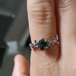 Moss Agate Silver Ring Size 6 With Leafy Design