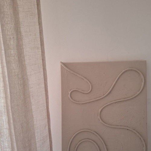 Handmade Minimal Canvas Painting in Sand Grey, New