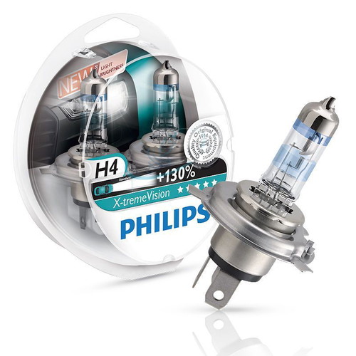 Philips X-treme Vision +130% H4 Car Bulbs new, pair of 2