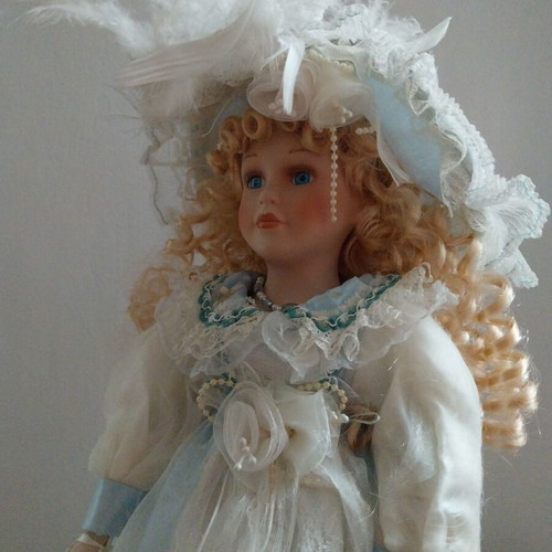 Vintage doll like new with organza and lace dress