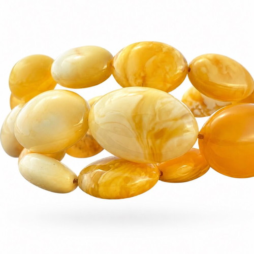 Natural Baltic Amber Necklace, Handmade Unique White Amber, 47 cm