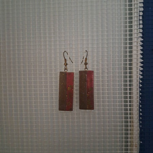 Rectangular earrings new, brown