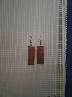 Rectangular earrings new, brown