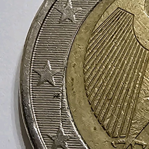 Coin 1 German two-euro used with die chip error
