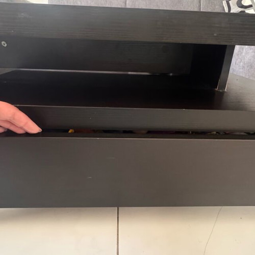 Wooden coffee table used, dark brown, 120x70x40 cm, two drawers, adjustable top