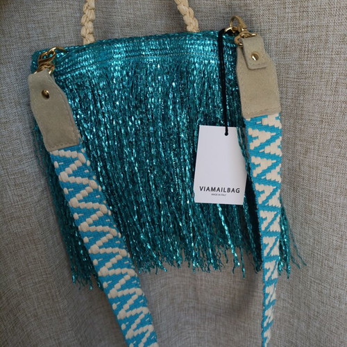 ViaMailBag Kos Glitter crossbody bag new, luxury Italian raffia