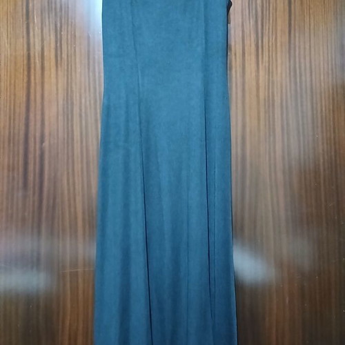 Black maxi dress with open back and decorative ring