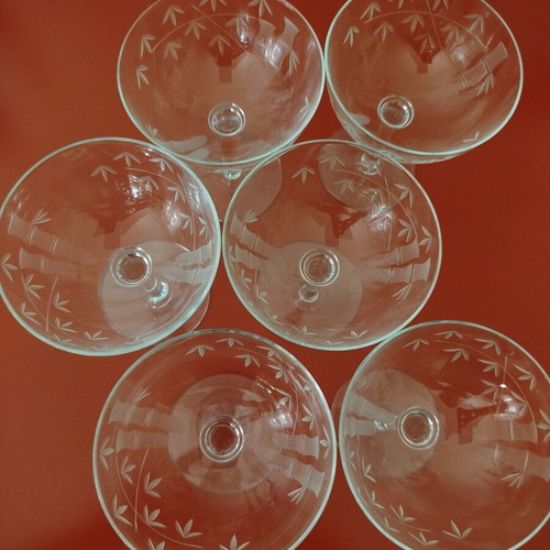 Noritake vintage champagne glasses set of 6 like new, bamboo design