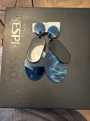 Earrings hanging new, white and blue