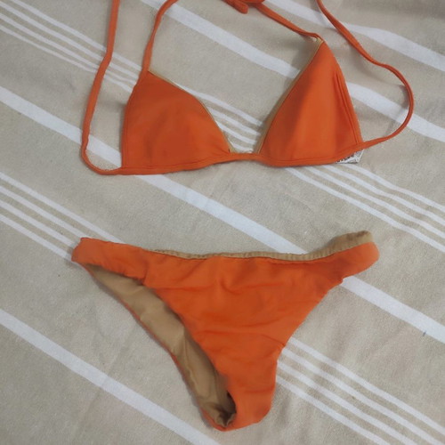 Calzedonia 70 swimsuit orange with beige gold lining like new