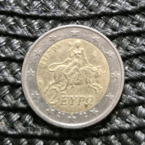Euro coin 2 euro used, Greece