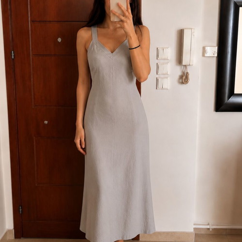 Linen dress used, gray, size M