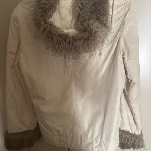 Marks and Spencer women's jacket like new, off white with brown fur details