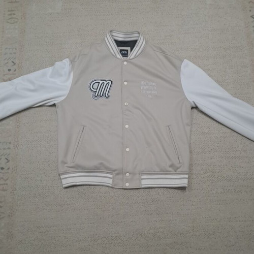 Zara College Jacket Like New, White and Beige, Size XL