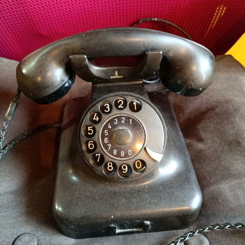 Siemens vintage bakelite telephone device used, authentic