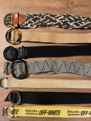 Belts like new, set of 7, adjustable, multicolor, Diesel, Bershka, Zara