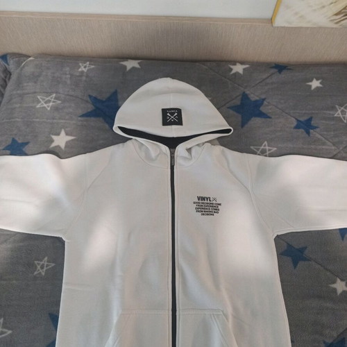 Vinyl cardigans white and blue S like new, 2 pieces with fleece