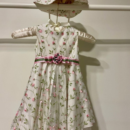 Baptism dress set with hat Aletta Italy new