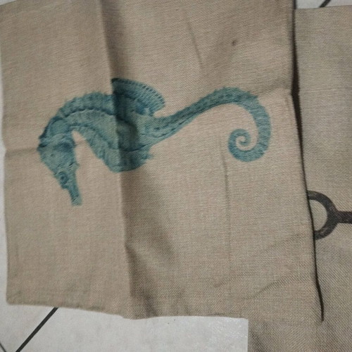 Pillow covers used, pack of 3, 44×44 cm, summer style with seahorse and anchor