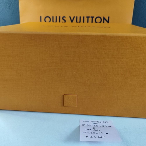 Louis Vuitton gift box and paper bag used, sizes 49.5x41.5x23 and 40x33x19 cm