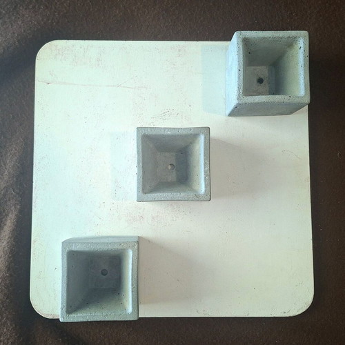Set of 3 handmade concrete mini flower pots, gray