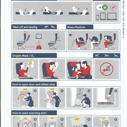 Norwegian Airlines B737-800 Safety Card new