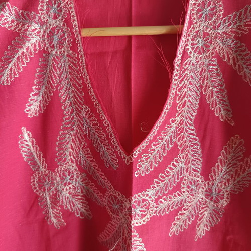 Kaftan beach dress fuchsia with embroidery, new, size M