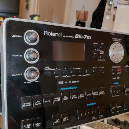 Roland BK7m synthesizer used with Greek rhythms and USB stick