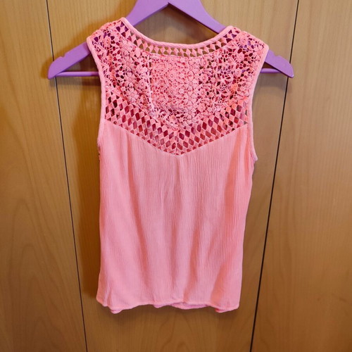 Fluo sleeveless top with embroidery Superdry, like new, size S, pink