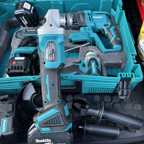 Makita brushless tool set with 4 tools and 3 batteries