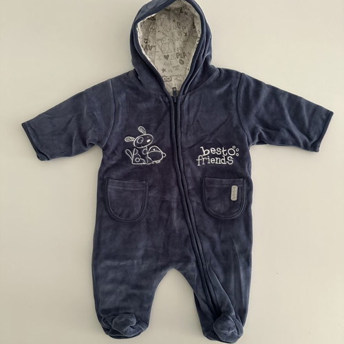 Mothercare vintage velvet baby romper 2004 with hood, like new