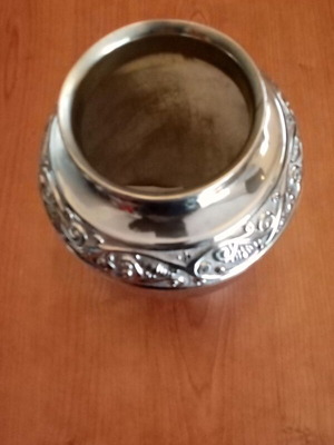 Silver-plated metal vase used with embossed Art Nouveau decoration