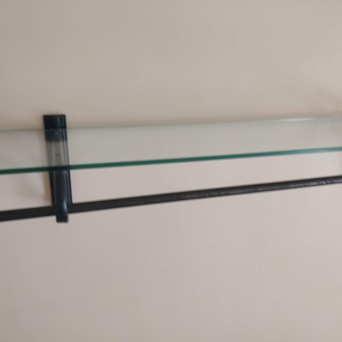 Glass Shelf with Iron Wall Hanger Handmade, like new