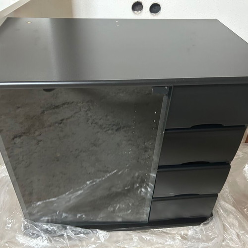 TV stand like new with drawers and glass door