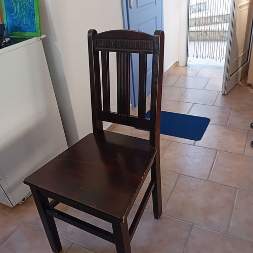 Wooden dining set black color used, table 85x160 cm with 6 chairs