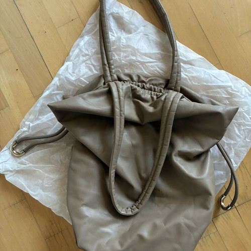 Zara shoulder bag like new, beige faux leather with drawstrings