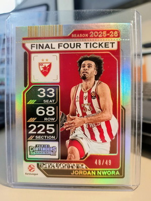 Jordan Nwora 2025-26 Panini Contenders EuroLeague Final Four Ticket like new