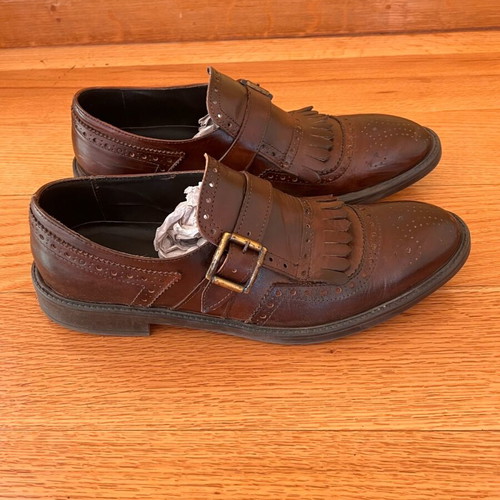 Single monk leather loafers like new, brown, size 44