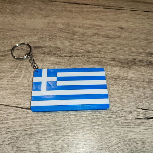 Greek Flag 3D Printed Keychain New