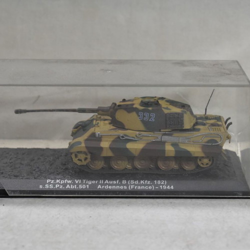 Collectible Tiger II tank model 1:72 Ardennes 1944 with display case like new