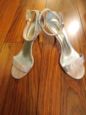 Bournazos sandals used, pink, 9 cm heel with Swarovski crystals, size 39