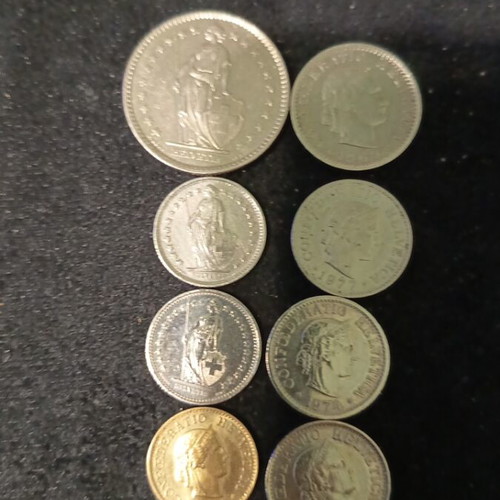Collectible Swiss coins like new, set of 8 pieces