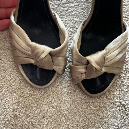 Zara sandals size 37 like new, satin nude with stones