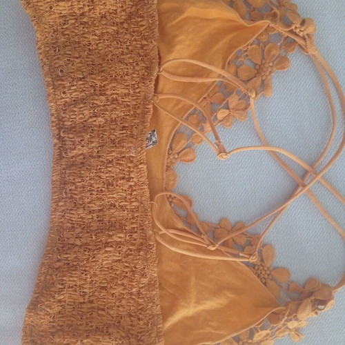 Free People Miss Dazie Crochet Lace Bralette like new, mustard