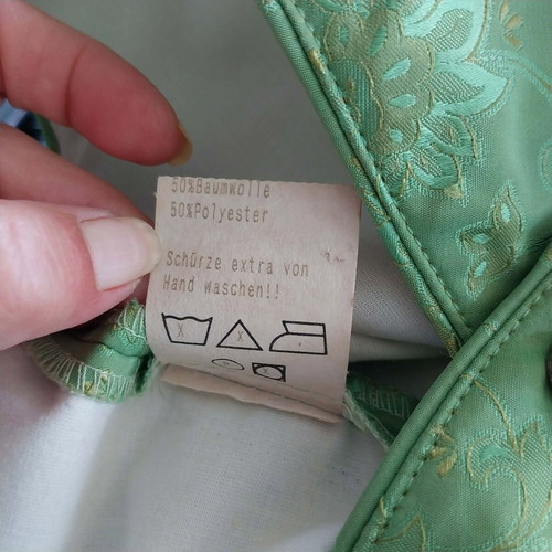 Vintage Dirndl Dress Lisa's Landhaus green jacquard and black skirt size 44 like new