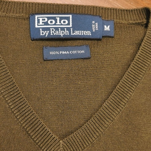 Polo Ralph Lauren Green Sweater Vest 100% Pima Cotton Men’s M Like New