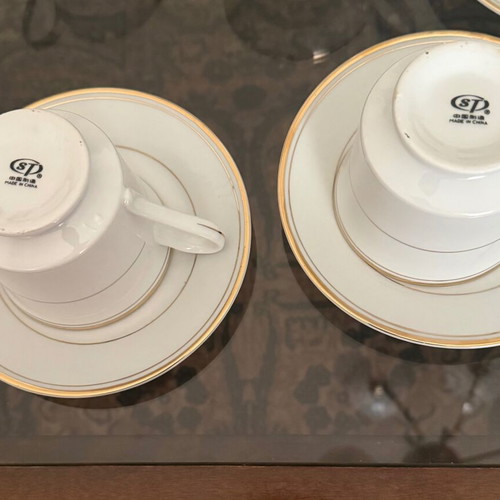 SP Dresden vintage German porcelain tea set used, 18 pieces