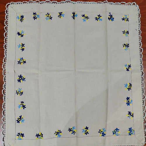 Traditional handmade embroidered tablecloth 58×56cm, beige