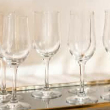 Crystal wine and champagne glasses set, 6 wine and 6 champagne glasses